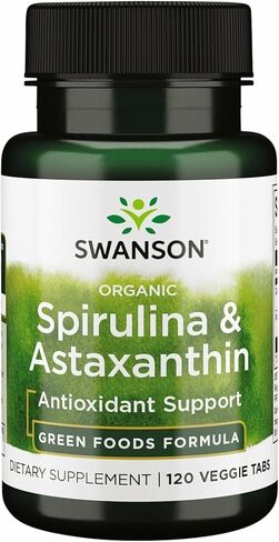 Swanson Organic Spirulina & Astaxanthin 120 Veg Tabs in Kuwait