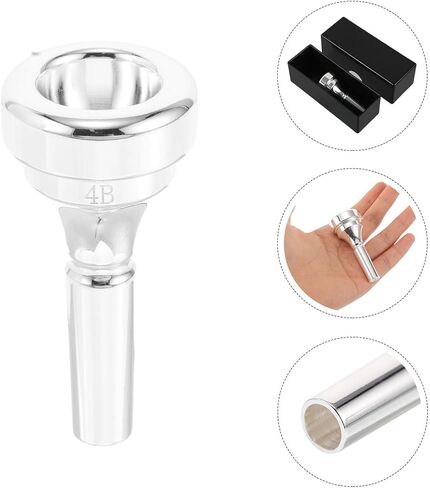 Brass Cornet Mouthpiece Silver-plated Metal Labor-saving 4b Short Shank Accessory for Beginner and Professional Cornet Players in Kuwait