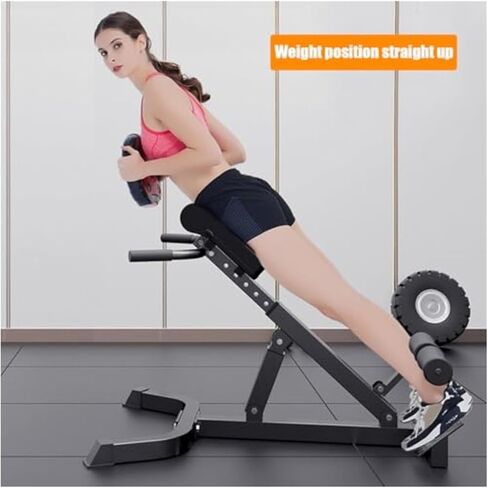 Roman Chair Hyperextension Bench Foldable Roman Chair Back Extender Angle Height Double Adjustable Hyperextension Bench Extension Holds 330 Lbs Black Home in Kuwait