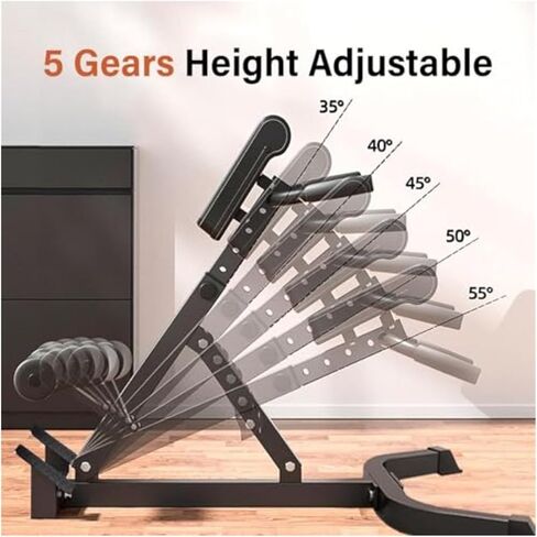 Roman Chair Hyperextension Bench Foldable Roman Chair Back Extender Angle Height Double Adjustable Hyperextension Bench Extension Holds 330 Lbs Black Home in Kuwait