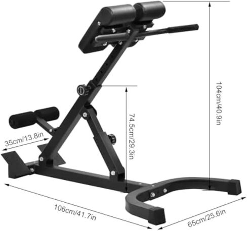 Roman Chair Hyperextension Bench Foldable Roman Chair Back Extender Angle Height Double Adjustable Hyperextension Bench Extension Holds 330 Lbs Black Home in Kuwait