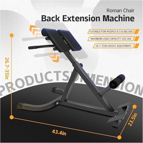 Roman Chair Hyperextension Bench Roman Chair Back Extender - Angle Height Dual Adjustable Hyperextension Bench for Home Gym Exercise in Kuwait