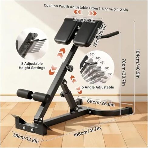 Roman Chair Hyperextension Bench Roman Chair Back Extension Bench Machine with Dual Adjustable Angle and Height for Targeted Lower and Glute Workouts in Kuwait