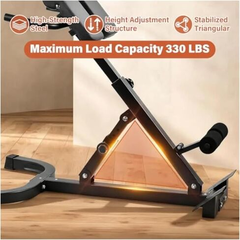 Roman Chair Hyperextension Bench Roman Chair Back Extension Bench Machine with Dual Adjustable Angle and Height for Targeted Lower and Glute Workouts in Kuwait