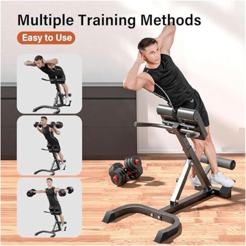 Roman Chair Hyperextension Bench Roman Chair Back Extension Bench Machine with Dual Adjustable Angle and Height for Targeted Lower and Glute Workouts in Kuwait