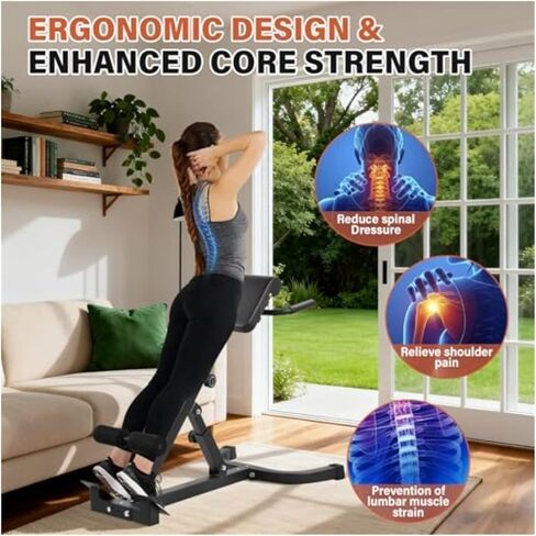 Roman Chair Hyperextension Bench Roman Chair Back Extension Bench Machine with Dual Adjustable Angle and Height for Targeted Lower and Glute Workouts in Kuwait