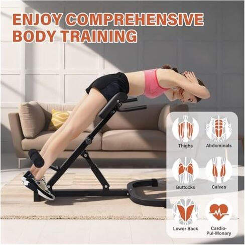 Roman Chair Hyperextension Bench Roman Chair Back Extension Bench Machine with Dual Adjustable Angle and Height for Targeted Lower and Glute Workouts in Kuwait