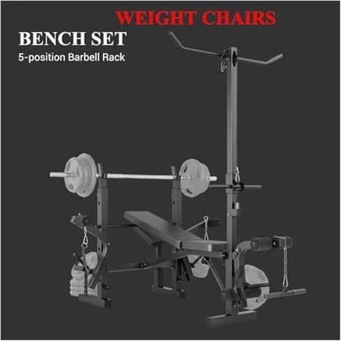 Roman Chair Hyperextension Bench Weight Bench, Foldable Press Set with Leg Extension, Adjustable Workout with Rack Curl Pad, Flat Incline in Kuwait