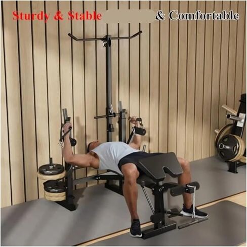 Roman Chair Hyperextension Bench Weight Bench, Foldable Press Set with Leg Extension, Adjustable Workout with Rack Curl Pad, Flat Incline in Kuwait