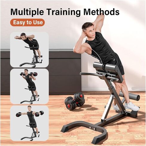 Roman Chair Hyperextension Bench Hyperextension Roman Chair, Foldable Back Extension Bench, Adjustable Home Gym Machine for Core Training in Kuwait