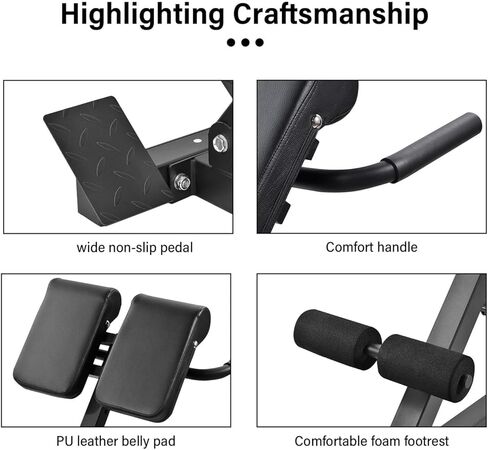 Roman Chair Hyperextension Bench Hyperextension Roman Chair, Foldable Back Extension Bench, Adjustable Home Gym Machine for Core Training in Kuwait