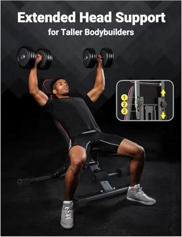 Roman Chair Hyperextension Bench 880LB Adjustable Weight Bench for Press Foldable with Stand Extended Head for Home Gym Full in Kuwait