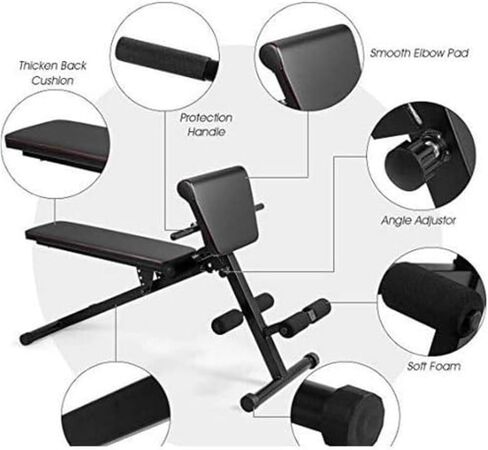 Roman Chair Hyperextension Bench MultiWorkout Bench Foldable Situp Abdominal Back Extension Strength Training Roman Chair Curl with Adjustable Height in Kuwait