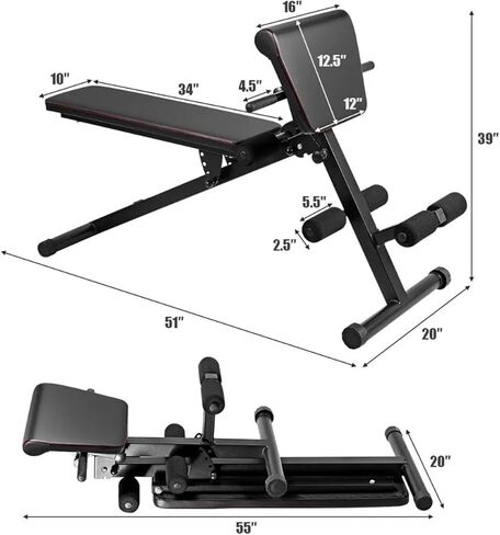 Roman Chair Hyperextension Bench MultiWorkout Bench Foldable Situp Abdominal Back Extension Strength Training Roman Chair Curl with Adjustable Height in Kuwait