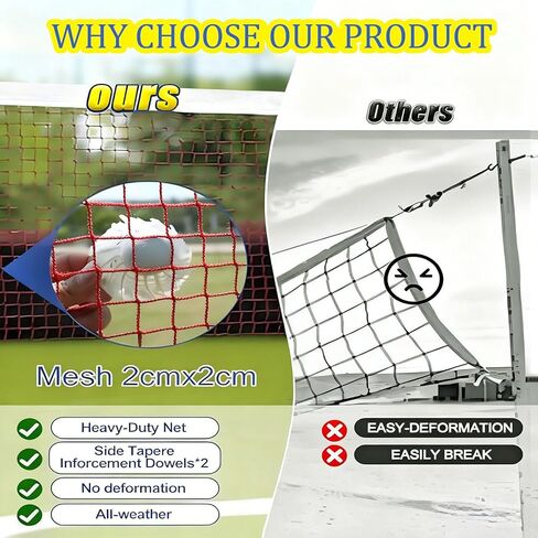 2-in-1 Soft Volleyball/Badminton Poles with Easy-Move Wheels | Adjustable Height (5ft-6.9ft) | Anti-Sag Net Design | Portable for Backyard, Beach, Outdoor & Indoor Use | Includes Both Nets in Saudi Arabia