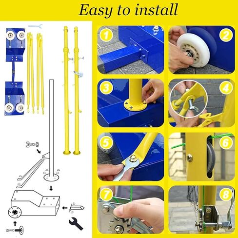 Heavy Duty Volleyball and Badminton Poles with Net for Backyard, Adjustable Height from 5ft to 6.8ft, Portable Design with Wheels for Indoor and Outdoor Use, Perfect in Saudi Arabia