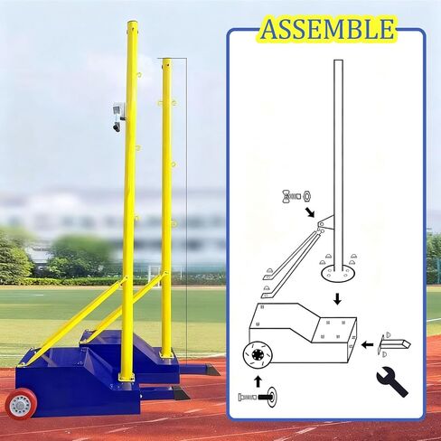 Adjustable Volleyball & Badminton Poles - 4 Height Settings (5.1-6.9ft) Portable Wheels & Wind-Proof Base, Portable Outdoor Net for Park, Beach, Backyard & Training in Saudi Arabia