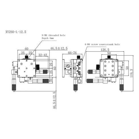 منصة الرفع اليدوية ذات الضبط الدقيق XYZ60-L ذات السكتة الدماغية الممتدة in Kuwait