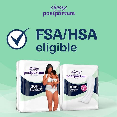 Always Discreet Postpartum and Adult Incontinence Pads for Women, Maximum Absorbency, Postpartum Pads, Up to 100% Bladder Leak Protection, 34 CT in Kuwait