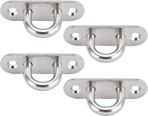 Pissente Ceiling Hooks Pad Eyes Plate Hardware, Stainless Steel Oval Eye Hooks, 4 Pieces, for Fixing Ropes and Steel Wires in Saudi Arabia