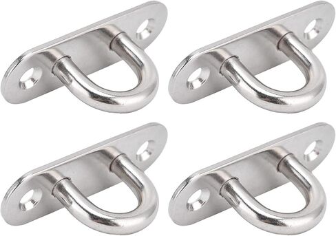 Pissente Ceiling Hooks Pad Eyes Plate Hardware, Stainless Steel Oval Eye Hooks, 4 Pieces, for Fixing Ropes and Steel Wires in Saudi Arabia