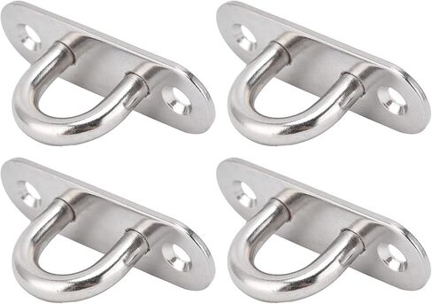 Pissente Ceiling Hooks Pad Eyes Plate Hardware, Stainless Steel Oval Eye Hooks, 4 Pieces, for Fixing Ropes and Steel Wires in Saudi Arabia