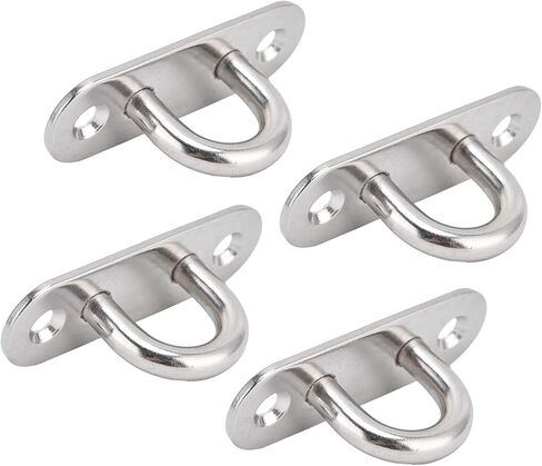 Pissente Ceiling Hooks Pad Eyes Plate Hardware, Stainless Steel Oval Eye Hooks, 4 Pieces, for Fixing Ropes and Steel Wires in Saudi Arabia