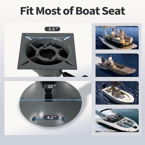 Aluminum Adjustable Height Locking Boat Seat Pedestal with Flared Base 13 to 17 Inches for Boat Seats in Kuwait