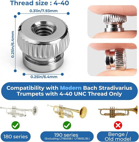 2 حزمة من براغي إيقاف الشريحة المتوافقة مع بوق ستراديفاريوس باخ، صمام الشريحة الأول والثالث من الفولاذ المقاوم للصدأ، صواميل قضيب إيقاف بديلة لسلسلة باخ 180/190، ضبط دقيق وأداء سلس in Kuwait