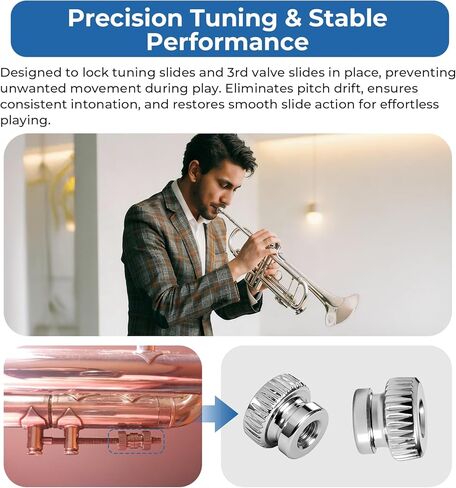 2 حزمة من براغي إيقاف الشريحة المتوافقة مع بوق ستراديفاريوس باخ، صمام الشريحة الأول والثالث من الفولاذ المقاوم للصدأ، صواميل قضيب إيقاف بديلة لسلسلة باخ 180/190، ضبط دقيق وأداء سلس in Kuwait