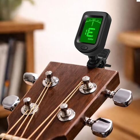 A Precise Clip-On Guitar Tuner with a 360-Degree Rotatable Color Display - Ideal for Acoustic Guitars, Ukuleles, Basses, Violins, Banjos, And Chromatic Tuning in Saudi Arabia