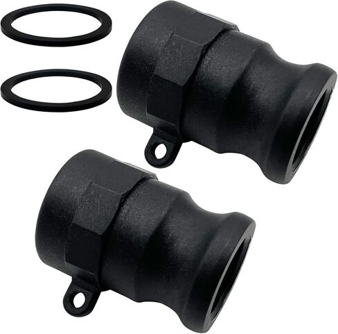 مادة البولي بروبيلين من النوع D Cam Groove Fitting أنثى 1-1/2 بوصة D-150 Camlock مع 1.5 بوصة أنثى NPT خيوط قفل كام - 2 حزمة وصلات خفيفة الوزن مقاومة للتآكل مع توصيل سريع وحشيات احتياطية in Kuwait