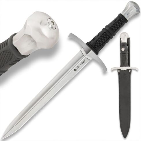 Honshu Crusader Quillon Dagger with Sheath - Razor-Sharp 1060 Carbon Steel Blade, Injection-Molded TPR Handle, Cast Steel Handguard and Pommel - Back-Up Defense for Modern Warriors - Length 18 5/8" in Kuwait