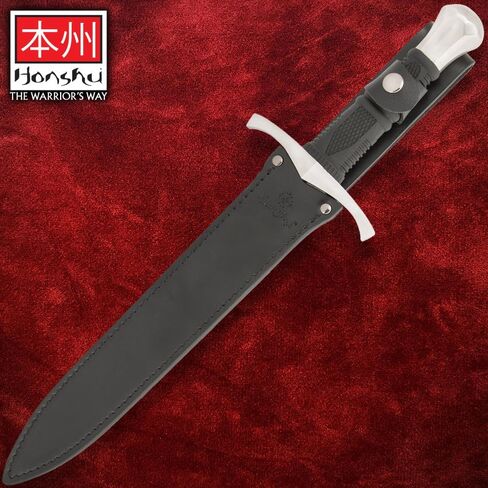 Honshu Crusader Quillon Dagger with Sheath - Razor-Sharp 1060 Carbon Steel Blade, Injection-Molded TPR Handle, Cast Steel Handguard and Pommel - Back-Up Defense for Modern Warriors - Length 18 5/8" in Kuwait