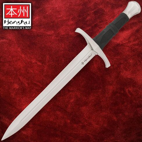 Honshu Crusader Quillon Dagger with Sheath - Razor-Sharp 1060 Carbon Steel Blade, Injection-Molded TPR Handle, Cast Steel Handguard and Pommel - Back-Up Defense for Modern Warriors - Length 18 5/8" in Kuwait