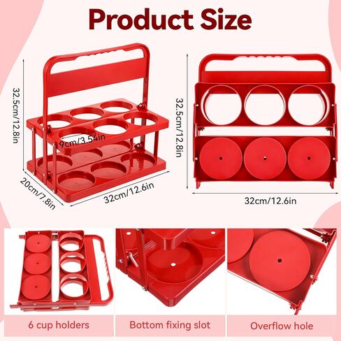 حامل مشروبات قابل لإعادة الاستخدام سعة 6 أكواب مع مقبض وحقيبة معزولة، حاملة طعام مجمدة حرارية للسفر وحامل أكواب بلاستيكي قابل للطي وحقيبة طعام معزولة ذات سعة كبيرة لتوصيل السيارة والسفر in Kuwait