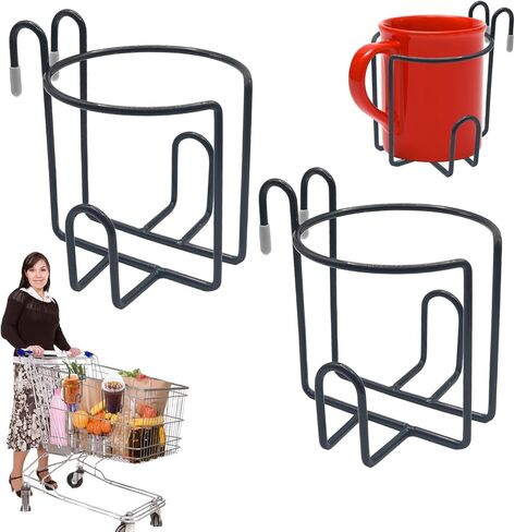 قطعتان من حاملات أكواب عربة التسوق المحدثة، حوامل مشروبات معلقة قابلة لإعادة الاستخدام ومضادة للانسكاب، رفوف معدنية محمولة لزجاجات القهوة مع شريط سفلي لعربات التسوق، وعربات البقالة، والسفر RV، والعربات الدوارة in Kuwait