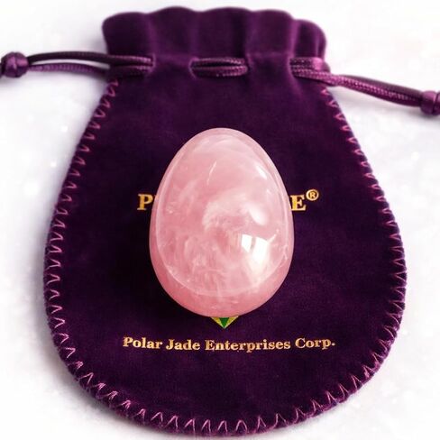 Polar Jade Rose Quartz Egg, Medium Size, Drilled, with String and Instructions, Pink Love Stone, for Women to Strengthen Yoni Pelvic Floor Muscles, Jade Exercises and Counter Urinary Incontinence in Kuwait