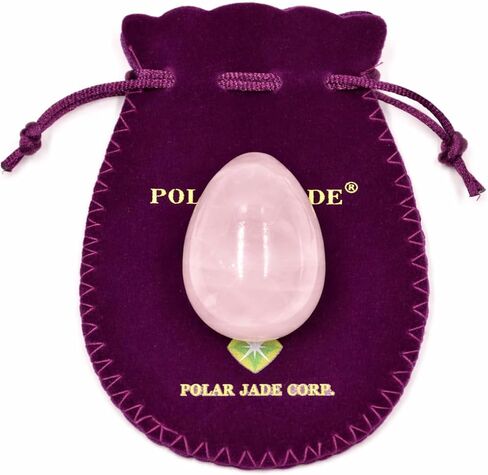 Polar Jade Rose Quartz Egg, Medium Size, Drilled, with String and Instructions, Pink Love Stone, for Women to Strengthen Yoni Pelvic Floor Muscles, Jade Exercises and Counter Urinary Incontinence in Kuwait