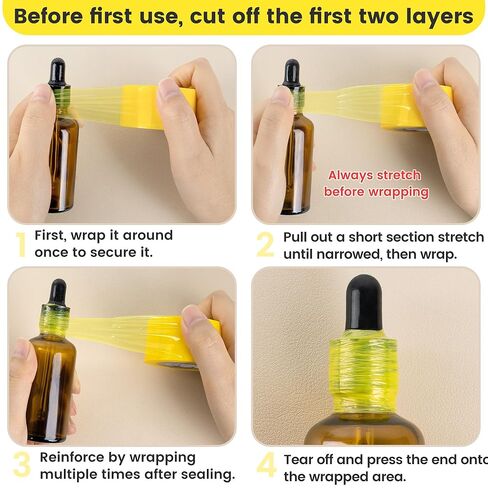 Mini Stretch Wrap for Travel Bottles Seal Markers Shrink Film Roll Yellow 2PCS in Kuwait