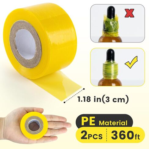 Mini Stretch Wrap for Travel Bottles Seal Markers Shrink Film Roll Yellow 2PCS in Kuwait