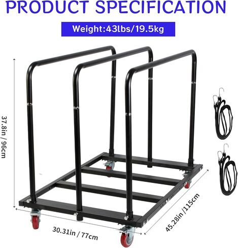 Folding Table Cart, Heavy Duty Planer Cart with 1800LBS Load Capacity & 10 Table Capacity, Panel Cart with Swivel Wheels, for Party, Banquets, Conferences, and Events in Saudi Arabia