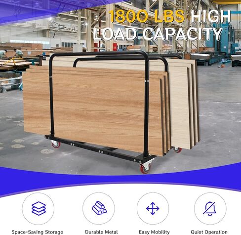 Folding Table Cart, Heavy Duty Planer Cart with 1800LBS Load Capacity & 10 Table Capacity, Panel Cart with Swivel Wheels, for Party, Banquets, Conferences, and Events in Saudi Arabia