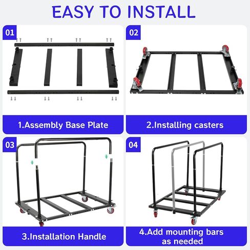 Folding Table Cart, Heavy Duty Planer Cart with 1800LBS Load Capacity & 10 Table Capacity, Panel Cart with Swivel Wheels, for Party, Banquets, Conferences, and Events in Saudi Arabia