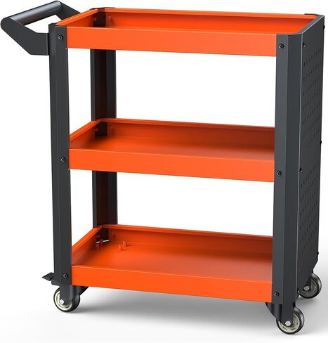 Heavy Duty 880 lbs Capacity 3-Tier Rolling Tool Cart, 37.5 lbs Solid High-Carbon Steel Service Cart with 2.0mm Thick Plates & Silent Casters in Saudi Arabia