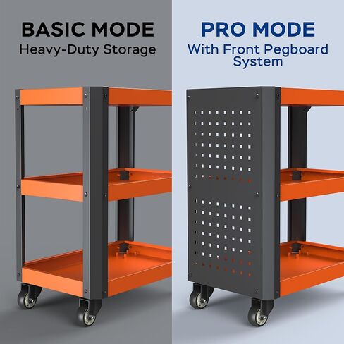 Heavy Duty 880 lbs Capacity 3-Tier Rolling Tool Cart, 37.5 lbs Solid High-Carbon Steel Service Cart with 2.0mm Thick Plates & Silent Casters in Saudi Arabia