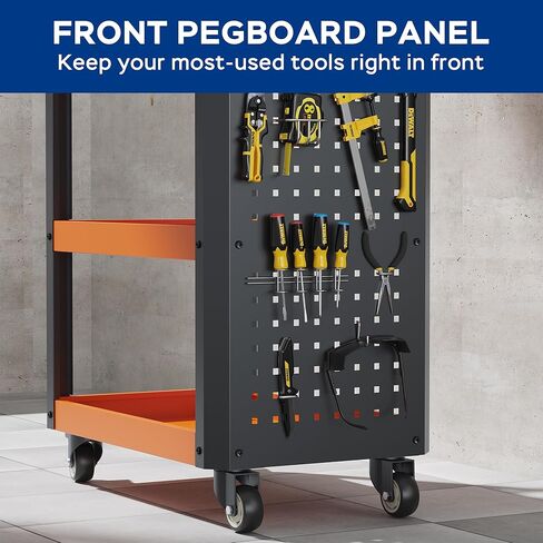 Heavy Duty 880 lbs Capacity 3-Tier Rolling Tool Cart, 37.5 lbs Solid High-Carbon Steel Service Cart with 2.0mm Thick Plates & Silent Casters in Saudi Arabia