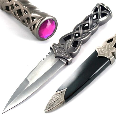 Ace Martial Arts Supply New Scottish Celtic Gaelic Twist Knot Ruby Gemstone Wicca Dirk Dagger Knife, 9-Inch (GREEN) in Kuwait