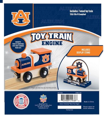 محرك قطار ألعاب من الخشب الحقيقي من ماستربيسز NCAA Auburn Tigers، للأعمار من 3 سنوات فما فوق in Kuwait