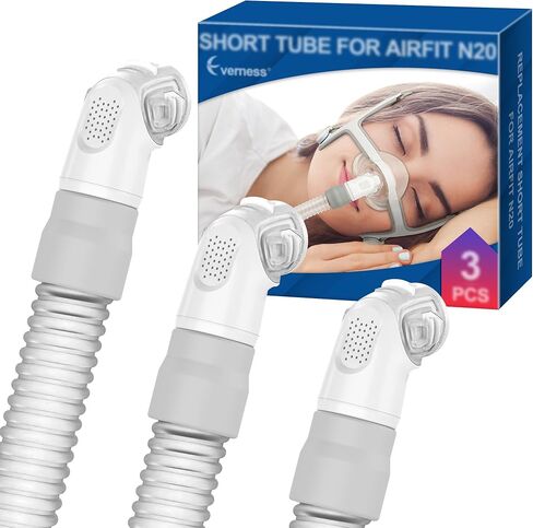3 عبوات أنبوب قصير بديل لـ Airfit N20 وAirtouch N20، يتميز بدوران ثلاثي 360 درجة وتقنية التحرير السريع لقناع N20 CPAP، وأنابيب خرطوم CPAP البديلة مع ختم مانع للتسرب وهدوء ذكي in Kuwait